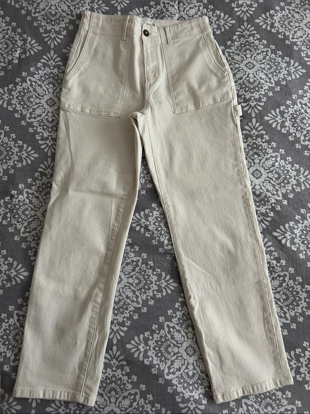 Carve Designs Corey Carpenter Pants Size 6 Cream Tan Pinstripe‎ High Rise